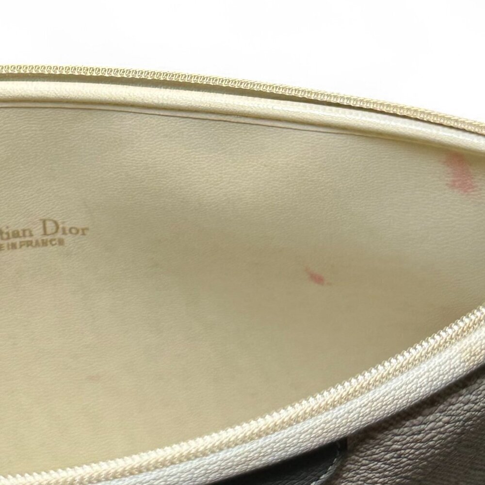Christian Dior Honeycomb Coated Canvas Makeup Pouch Clutch - White/Cream, Grey - Picture 7 of 14